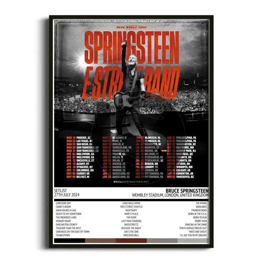 Bruce Springsteen Springsteen & E Street Band 2024 World Tour Tour Posters - Setlist