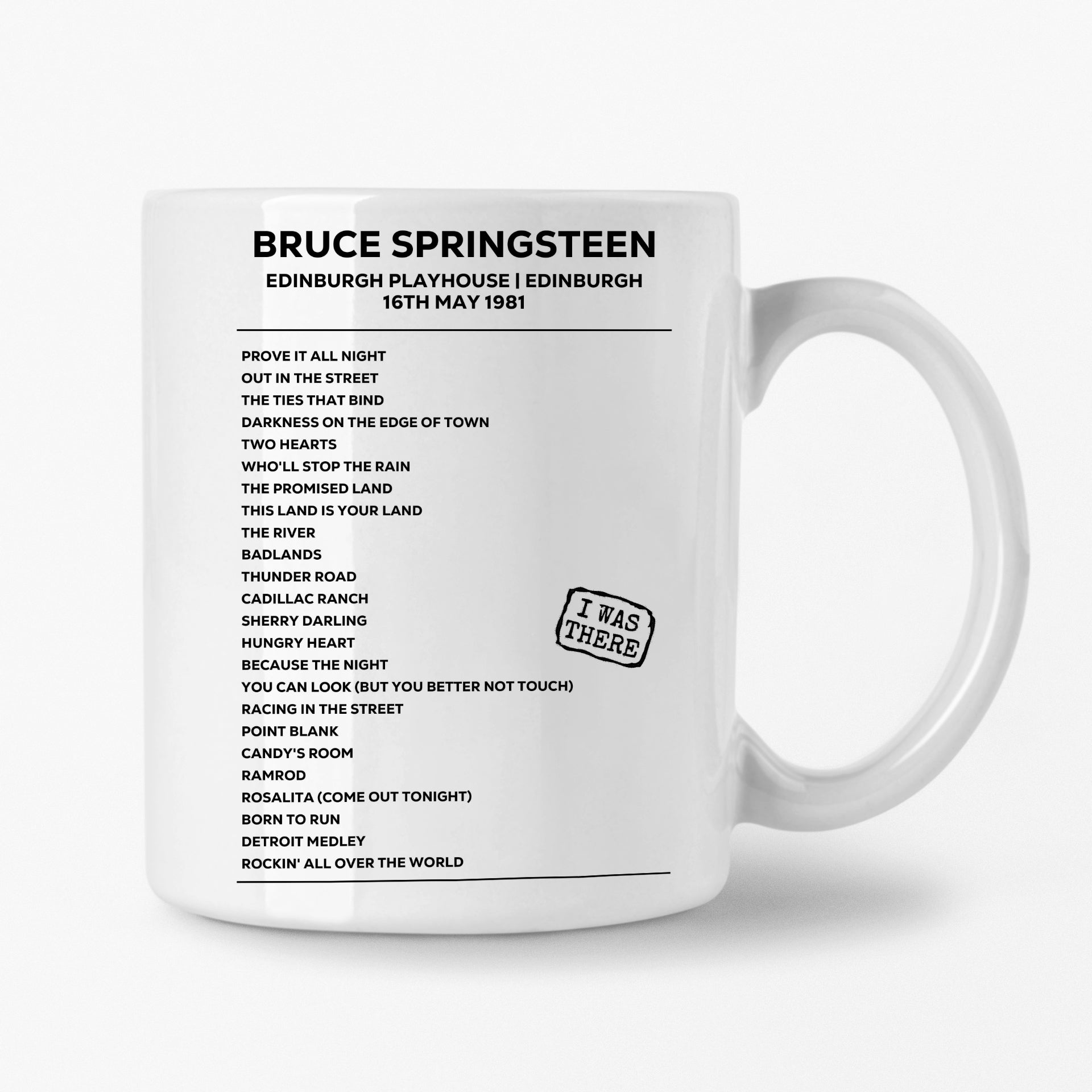 Bruce Springsteen Edinburgh 16th May 1981 Setlist Mug - Setlist