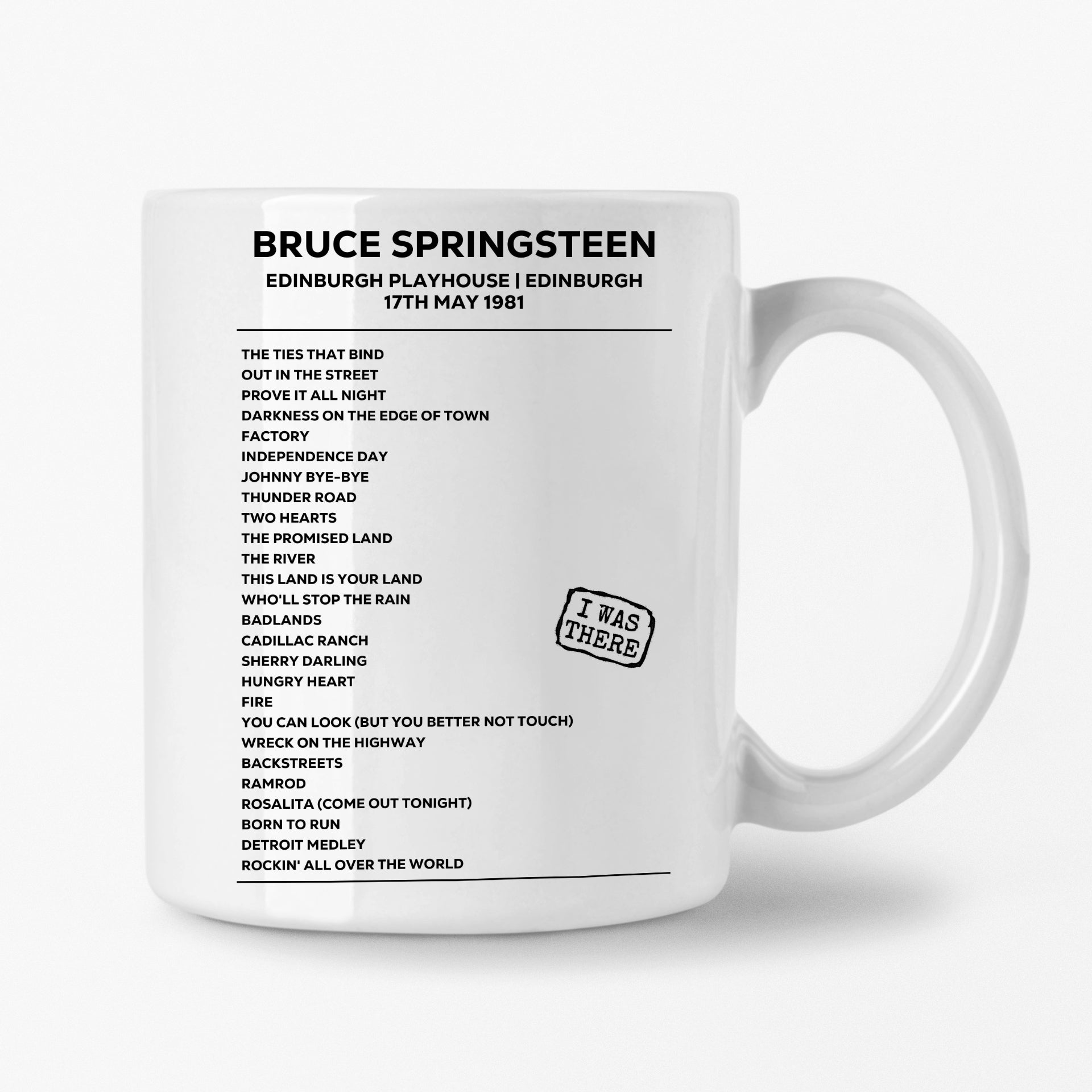 Bruce Springsteen Edinburgh 17th May 1981 Setlist Mug - Setlist