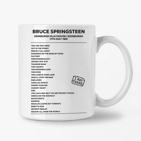 Bruce Springsteen Edinburgh 17th May 1981 Setlist Mug - Setlist