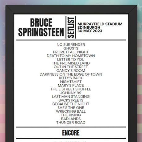 Bruce Springsteen Edinburgh 30 May 2023 Replica Setlist - Setlist