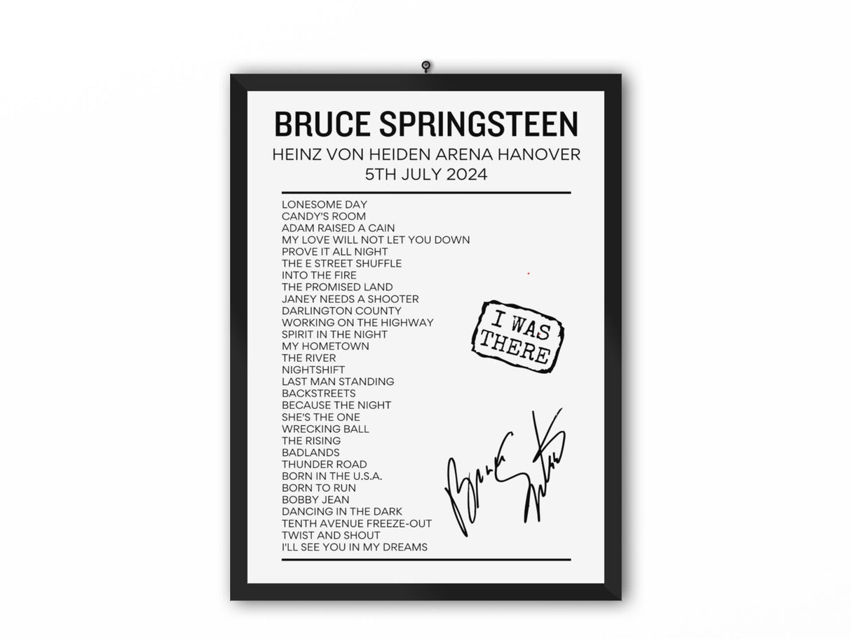 Bruce Springsteen Hanover, Germany July 5 2024 Setlist Poster - Setlist