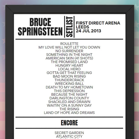 Bruce Springsteen Leeds 24 July 2013 Replica Setlist - Setlist