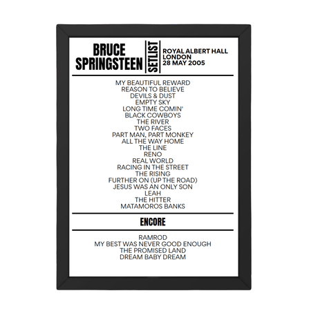 Bruce Springsteen London 28 May 2005 Replica Setlist - Setlist