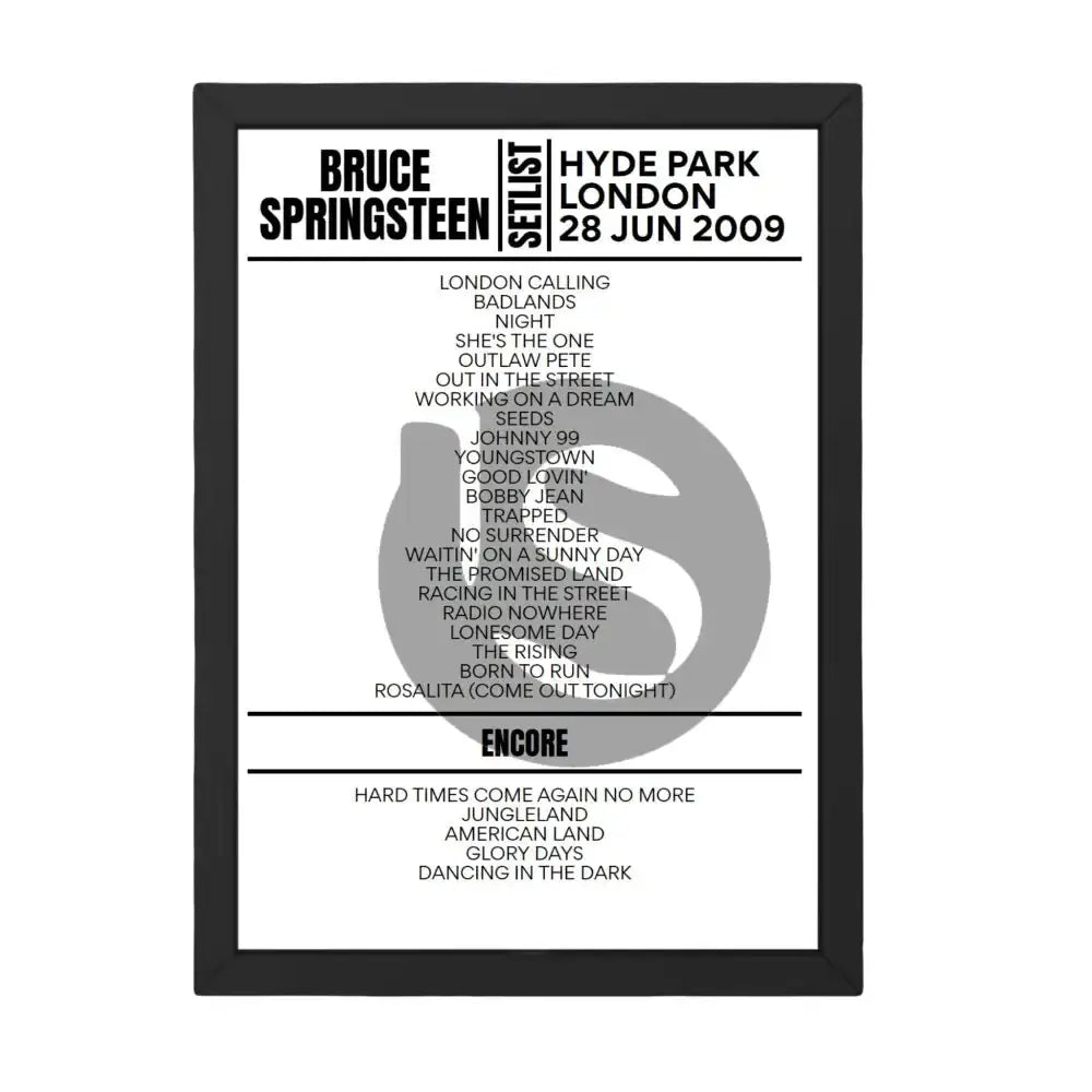 Bruce Springsteen London June 28, 2009 Replica Setlist - Setlist