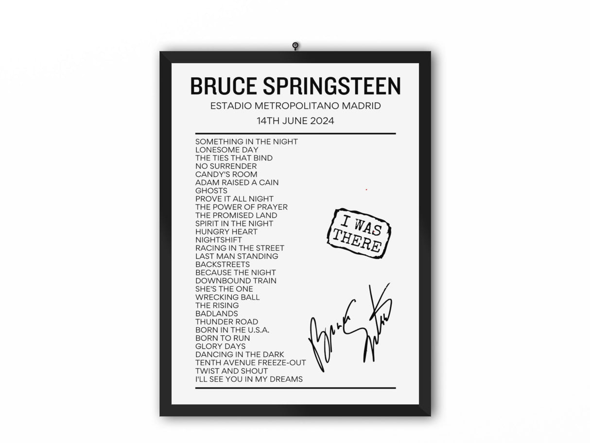 Bruce Springsteen Madrid June 14 2024 Setlist Poster - Setlist