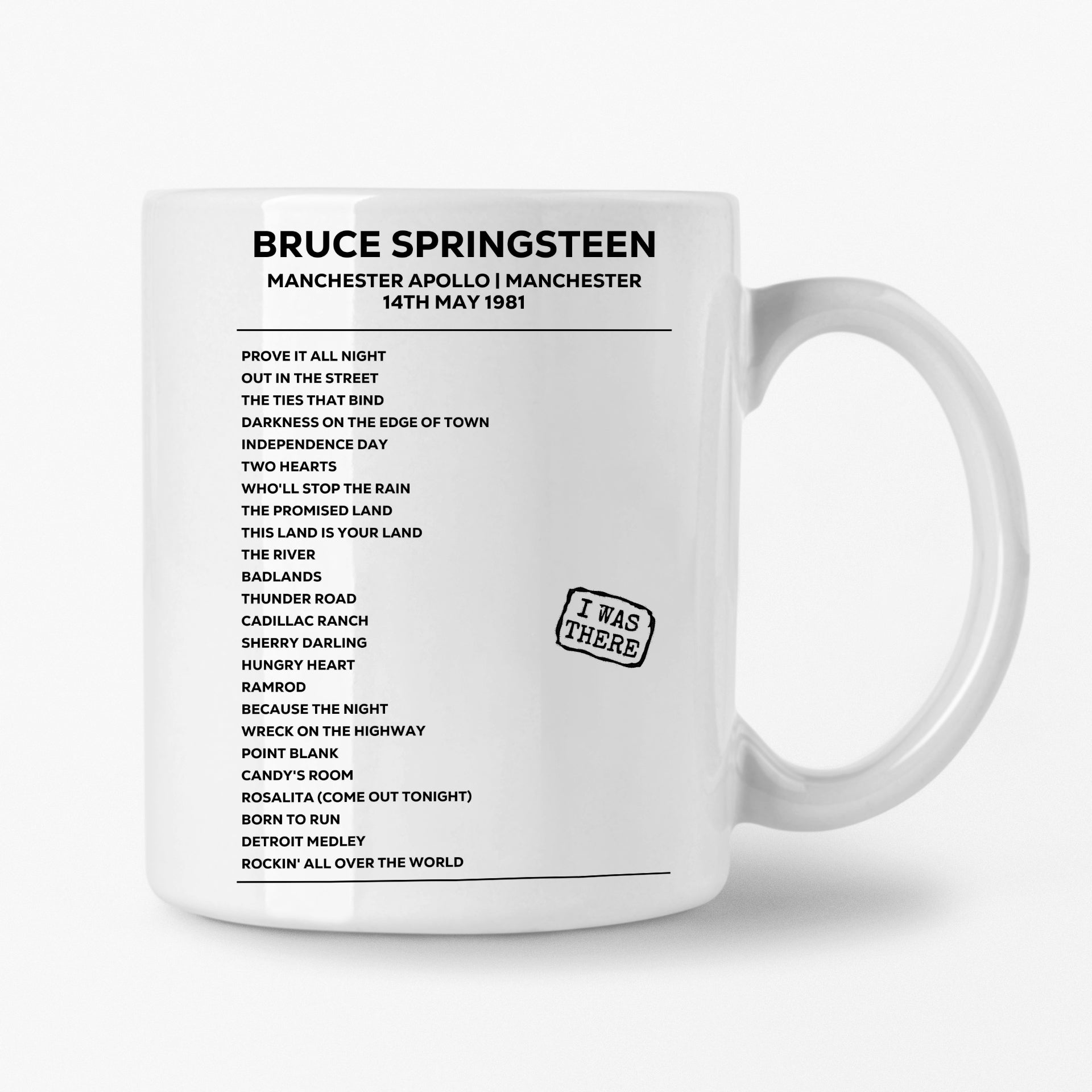 Bruce Springsteen Manchester 14th May 1981 Setlist Mug - Setlist