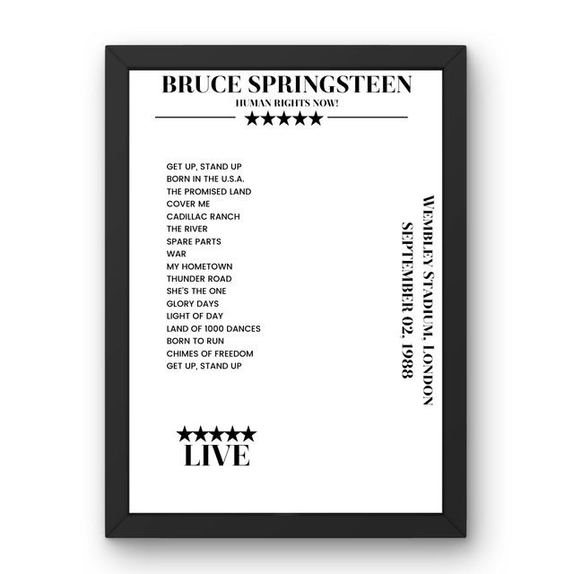 Bruce Springsteen September 02, 1988 Wembley Stadium London Setlist Poster - Setlist