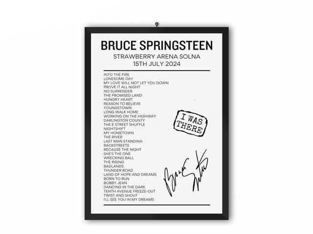 Bruce Springsteen Solna, Sweden July 15 2024 Setlist Poster - Setlist