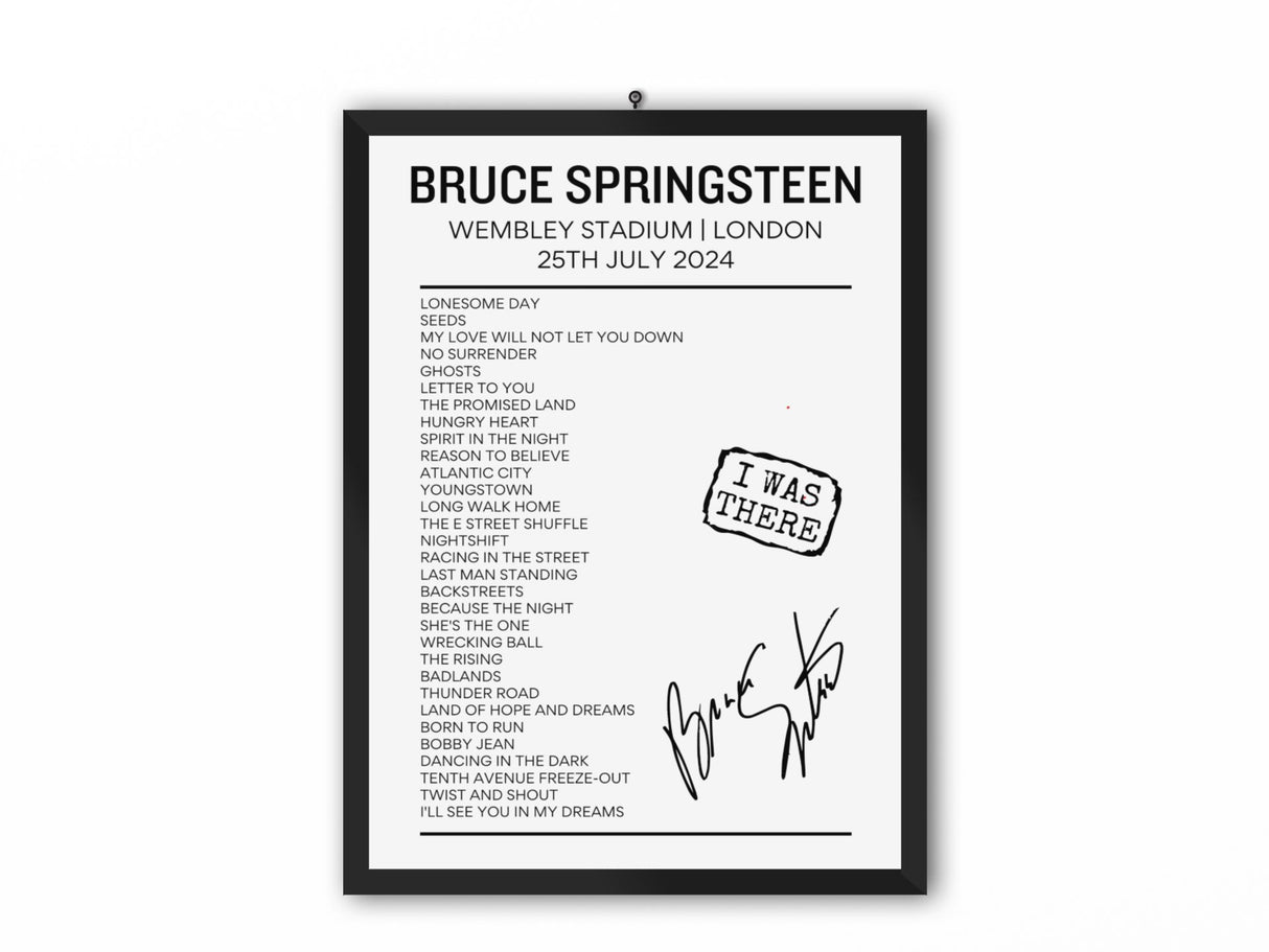 Bruce Springsteen Wembley Stadium 25th July 2024 Setlist Poster - Setlist