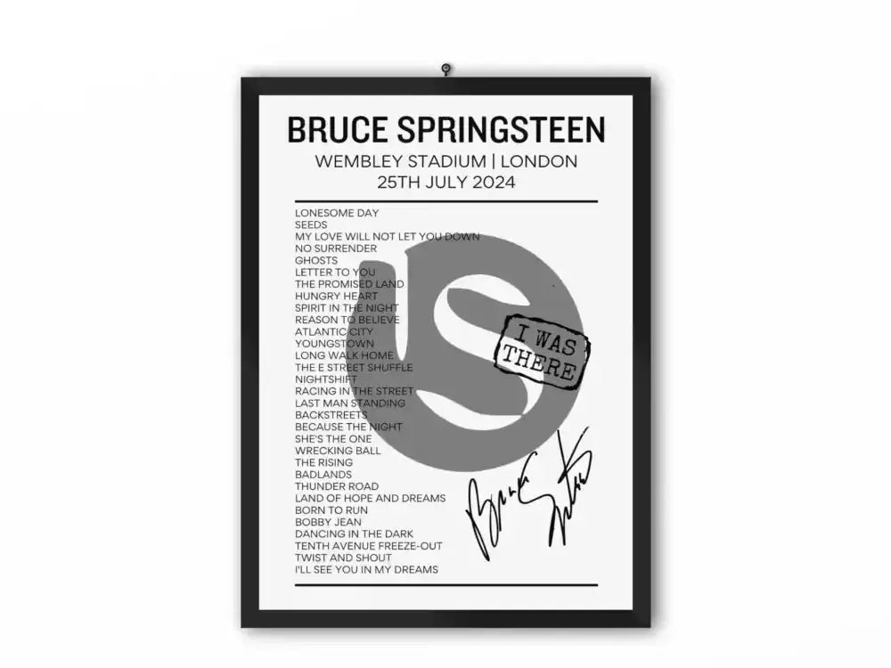 Bruce Springsteen Wembley Stadium 25th July 2024 Setlist Poster - Setlist