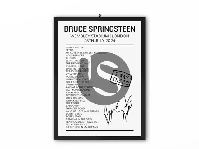 Bruce Springsteen Wembley Stadium 25th July 2024 Setlist Poster - Setlist