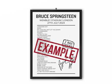 Bruce Springsteen Wembley Stadium 27th July 2024 Setlist Poster PRE ORDER - Setlist
