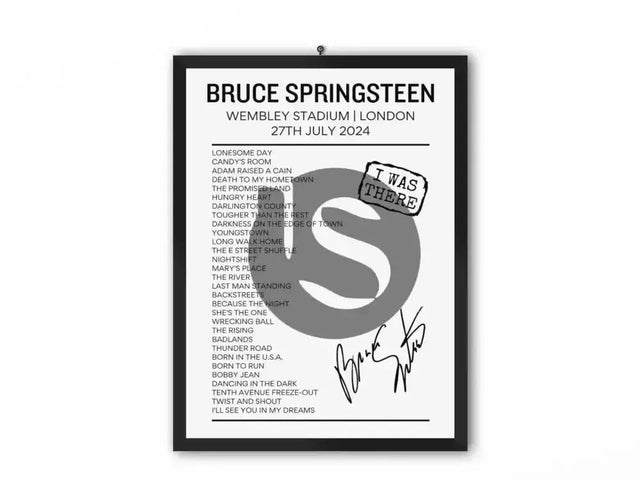 Bruce Springsteen Wembley Stadium 27th July 2024 Setlist Poster - Setlist