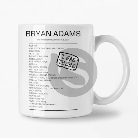 Bryan Adams BCF Arena Fribourg May 25, 2024 Replica Setlist Mug - Setlist