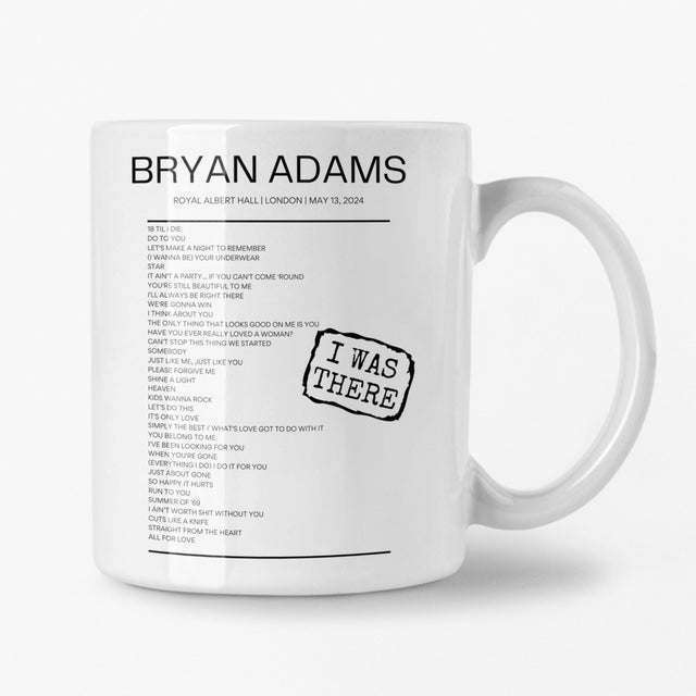 Bryan Adams Royal Albert Hall London May 13, 2024 Replica Setlist Mug - Setlist