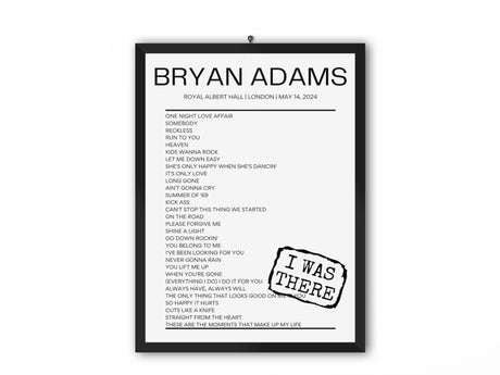 Bryan Adams Royal Albert Hall London May 14, 2024 Replica Setlist - Setlist