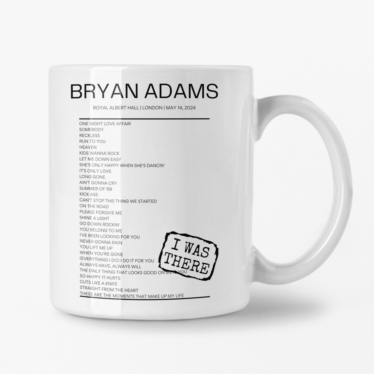 Bryan Adams Royal Albert Hall London May 14, 2024 Replica Setlist Mug - Setlist