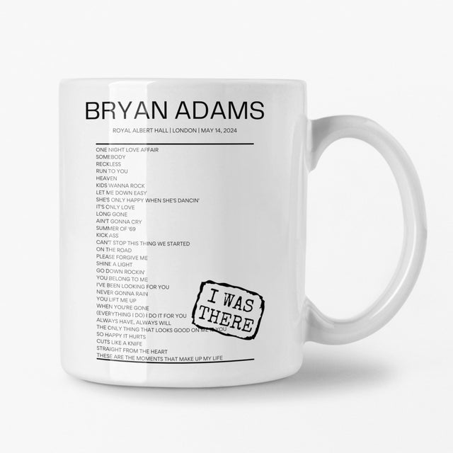 Bryan Adams Royal Albert Hall London May 14, 2024 Replica Setlist Mug - Setlist