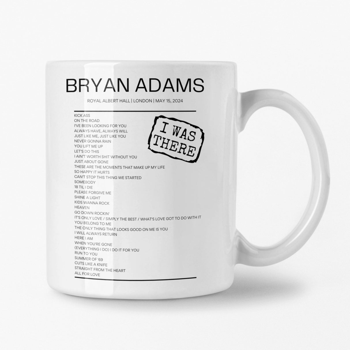 Bryan Adams Royal Albert Hall London May 15, 2024 Replica Setlist Mug - Setlist