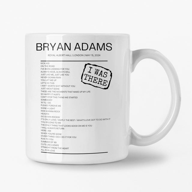 Bryan Adams Royal Albert Hall London May 15, 2024 Replica Setlist Mug - Setlist