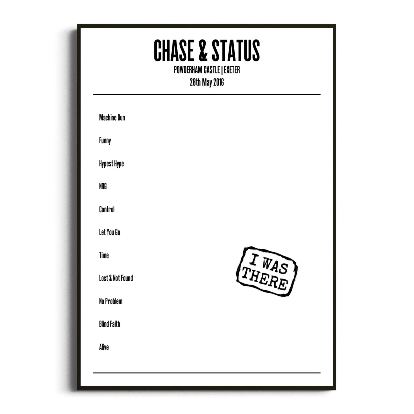 Chase & Status Exeter 28 May 2016 Setlist Poster