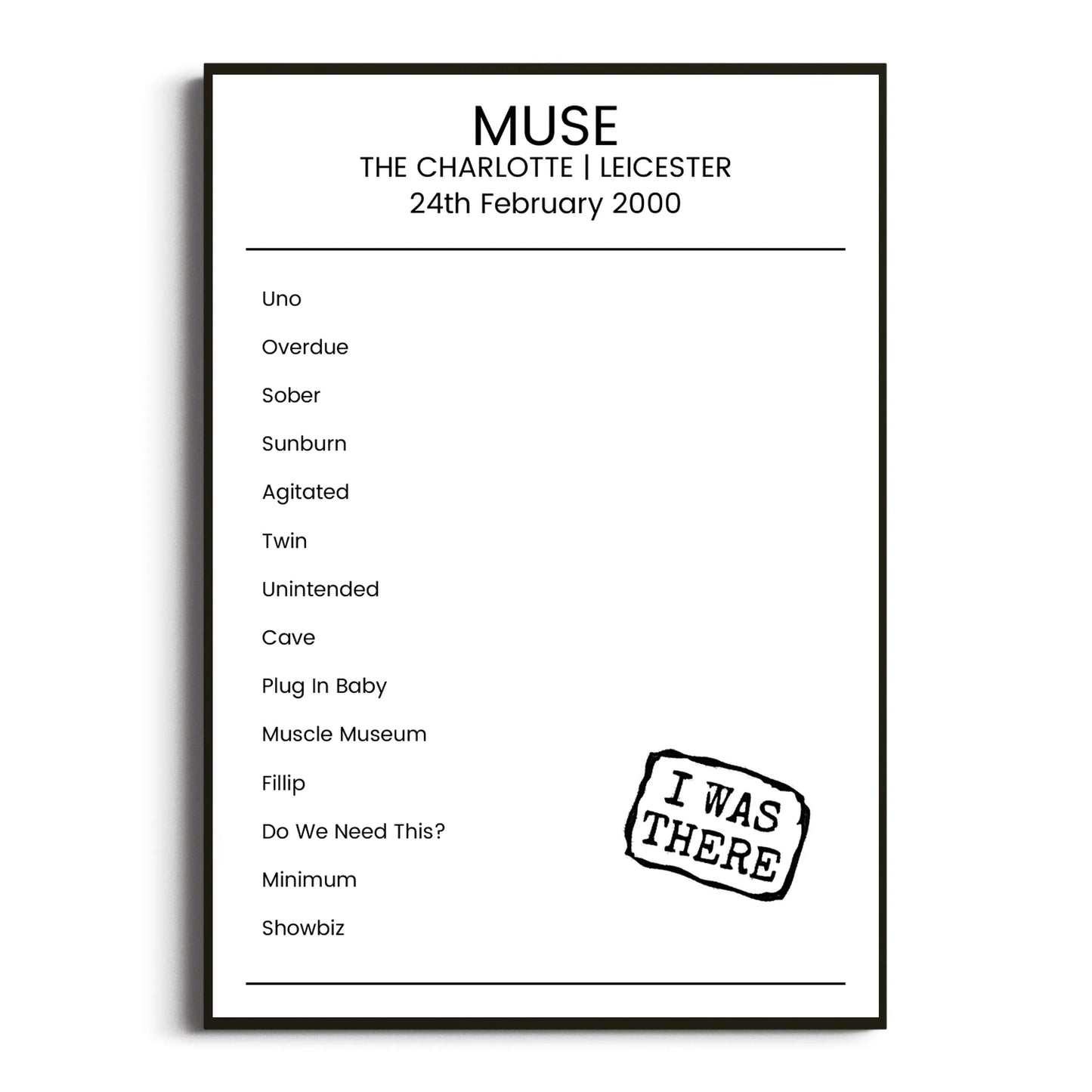 Muse Leicester 24 February 2000 Setlist Poster