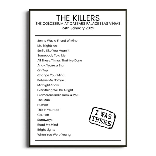 The Killers Las Vegas 24 January 2025 Setlist Poster