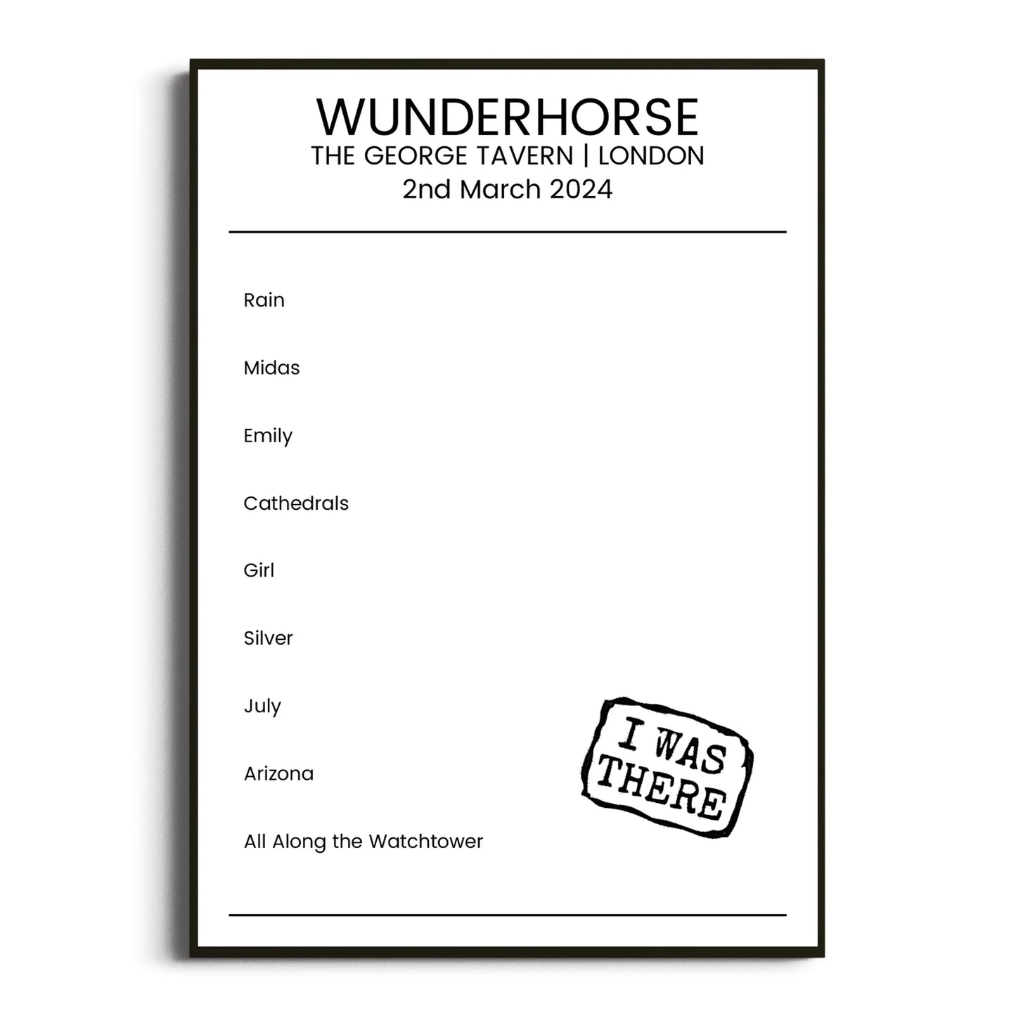 Wunderhorse London 02 March 2024 Setlist Poster