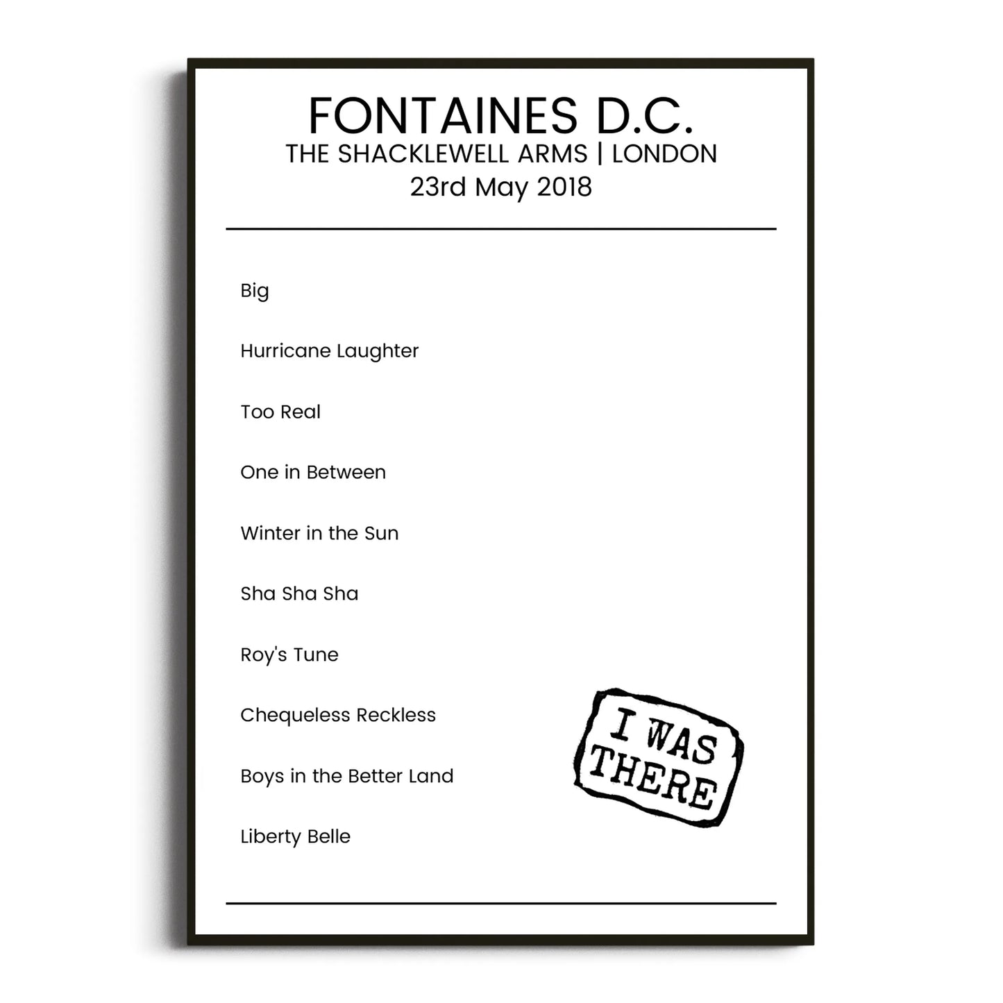 Fontaines D.C. London 23 May 2018 Setlist Poster