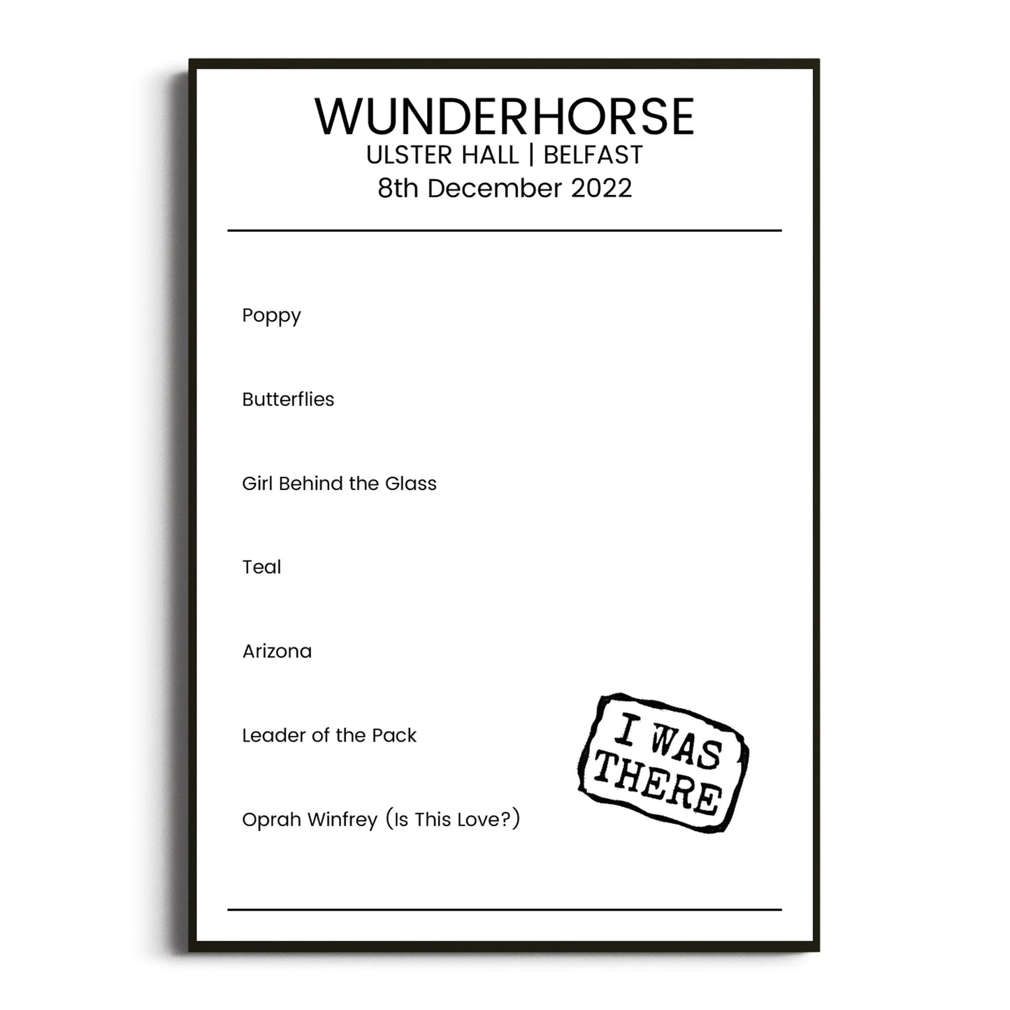 Wunderhorse Belfast 08 December 2022 Setlist Poster