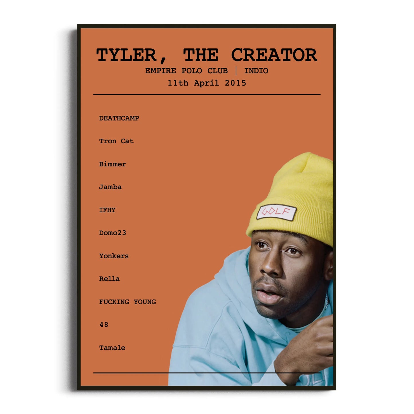 Tyler, The Creator Indio 11 April 2015 Setlist Poster