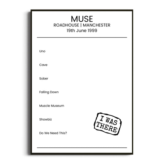 Muse Manchester 19 June 1999 Setlist Poster