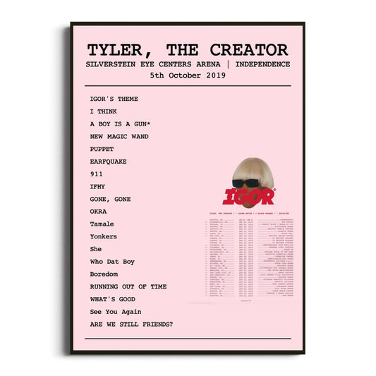 Tyler, The Creator Independence 05 October 2019 Setlist Poster