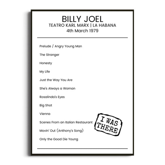 Billy Joel La Habana 04 March 1979 Setlist Poster