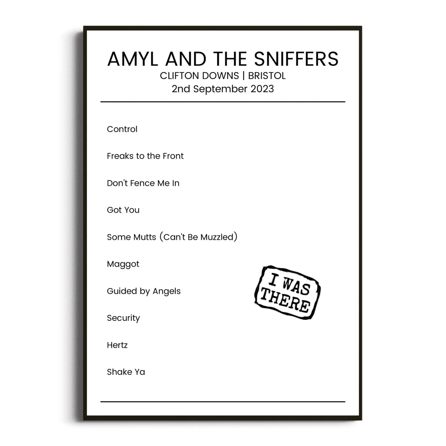 Amyl and the Sniffers Bristol 02 September 2023 Setlist Poster