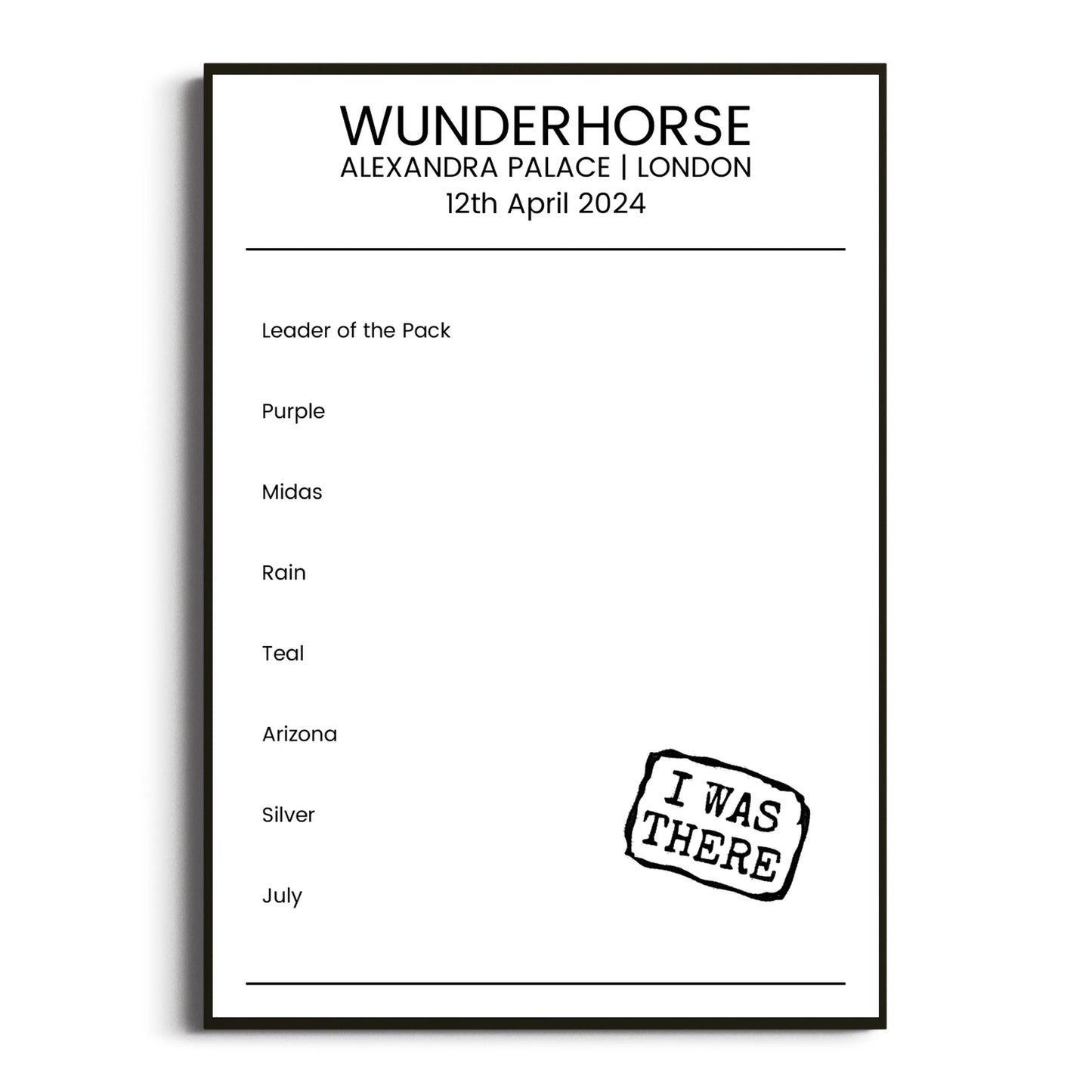 Wunderhorse London 12 April 2024 Setlist Poster