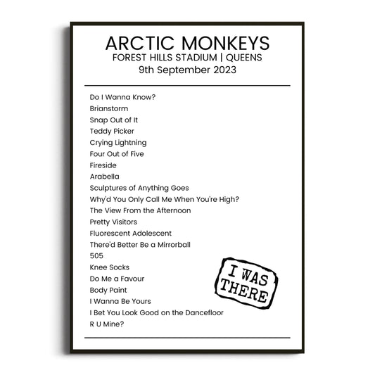 Arctic Monkeys Queens 09 September 2023 Setlist Poster