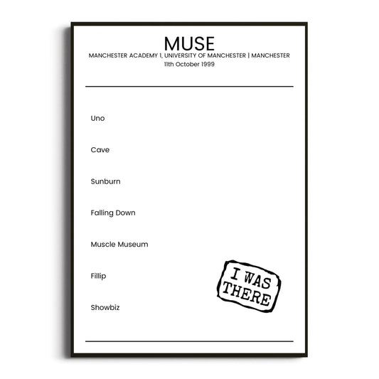 Muse Manchester 11 October 1999 Setlist Poster