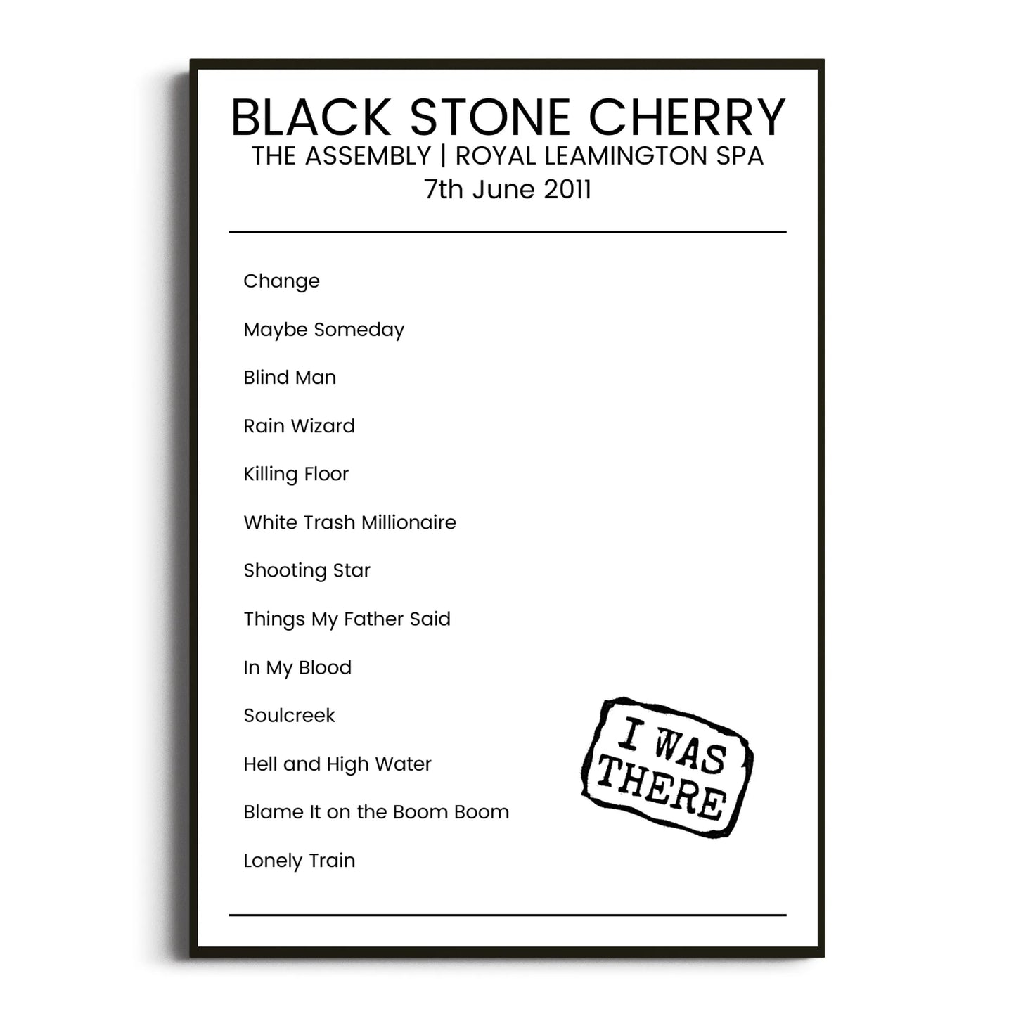 Black Stone Cherry Royal Leamington Spa 07 June 2011 Setlist Poster