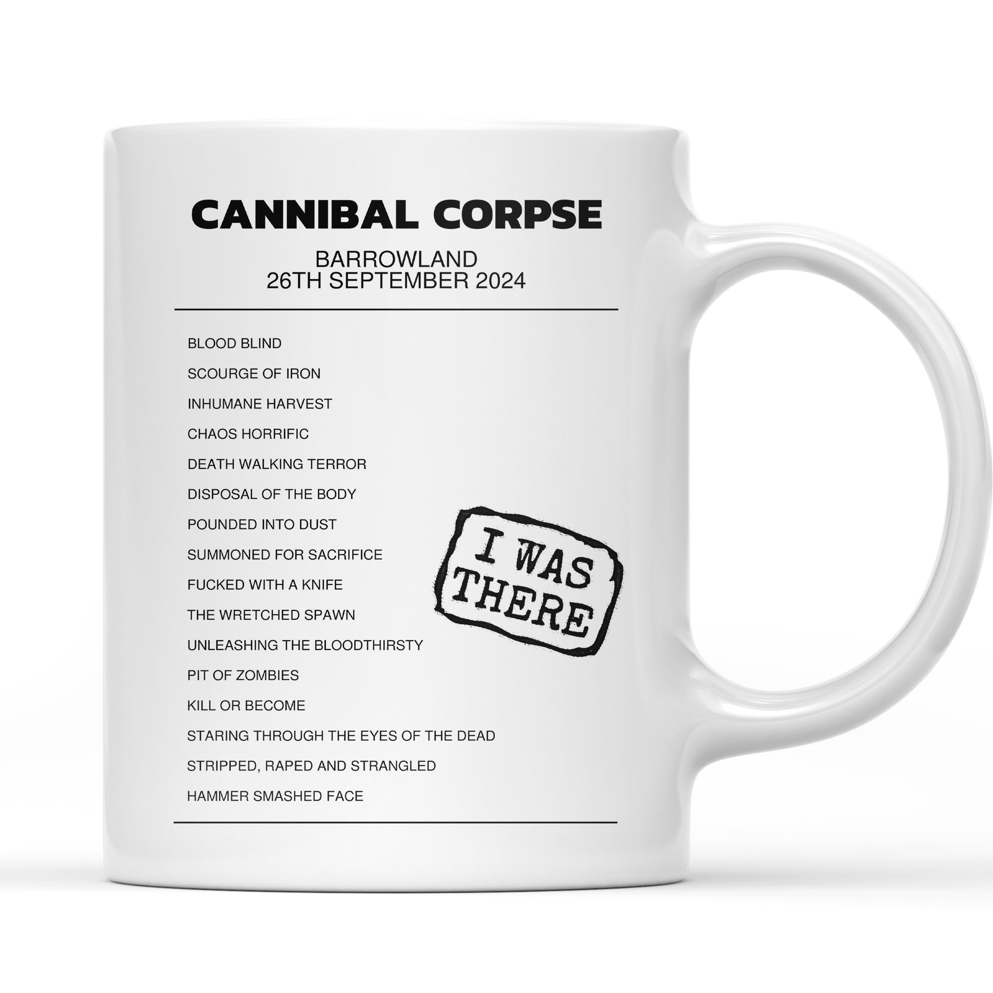 Cannibal Corpse Barrowland Glasgow 26th September 2024 - Setlist Mug - Setlist