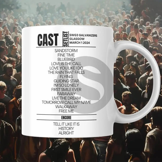 CAST SWG3 Galvanizers Glasgow March 1 2024 Setlist Mug - Setlist