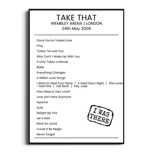 Take That London 24 May 2006 Setlist Poster