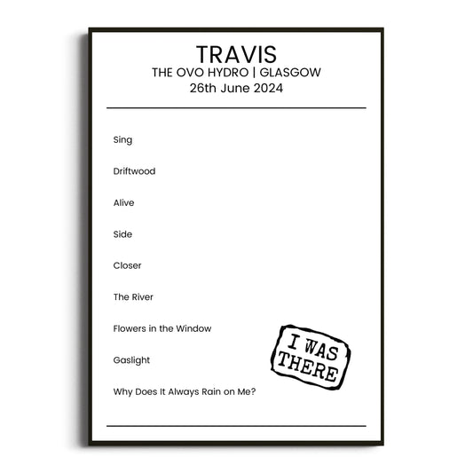 Travis Glasgow 26 June 2024 Setlist Poster