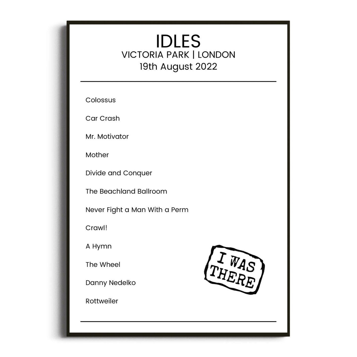 IDLES London 19 August 2022 Setlist Poster