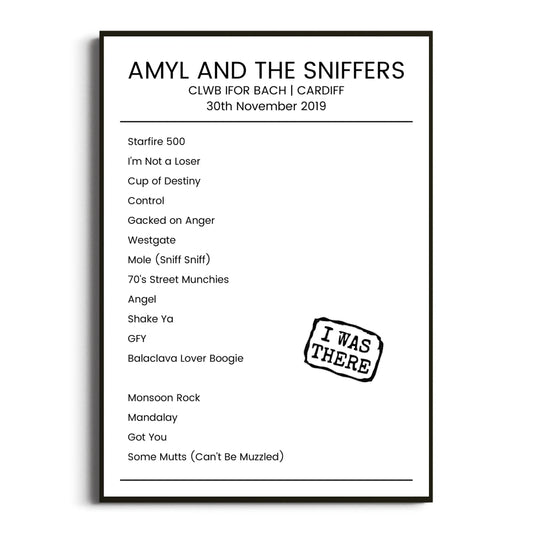 Amyl and the Sniffers Cardiff 30 November 2019 Setlist Poster