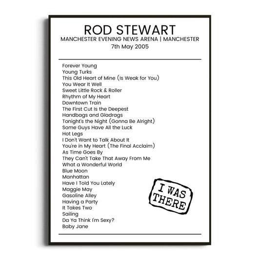 Rod Stewart Manchester 07 May 2005 Setlist Poster