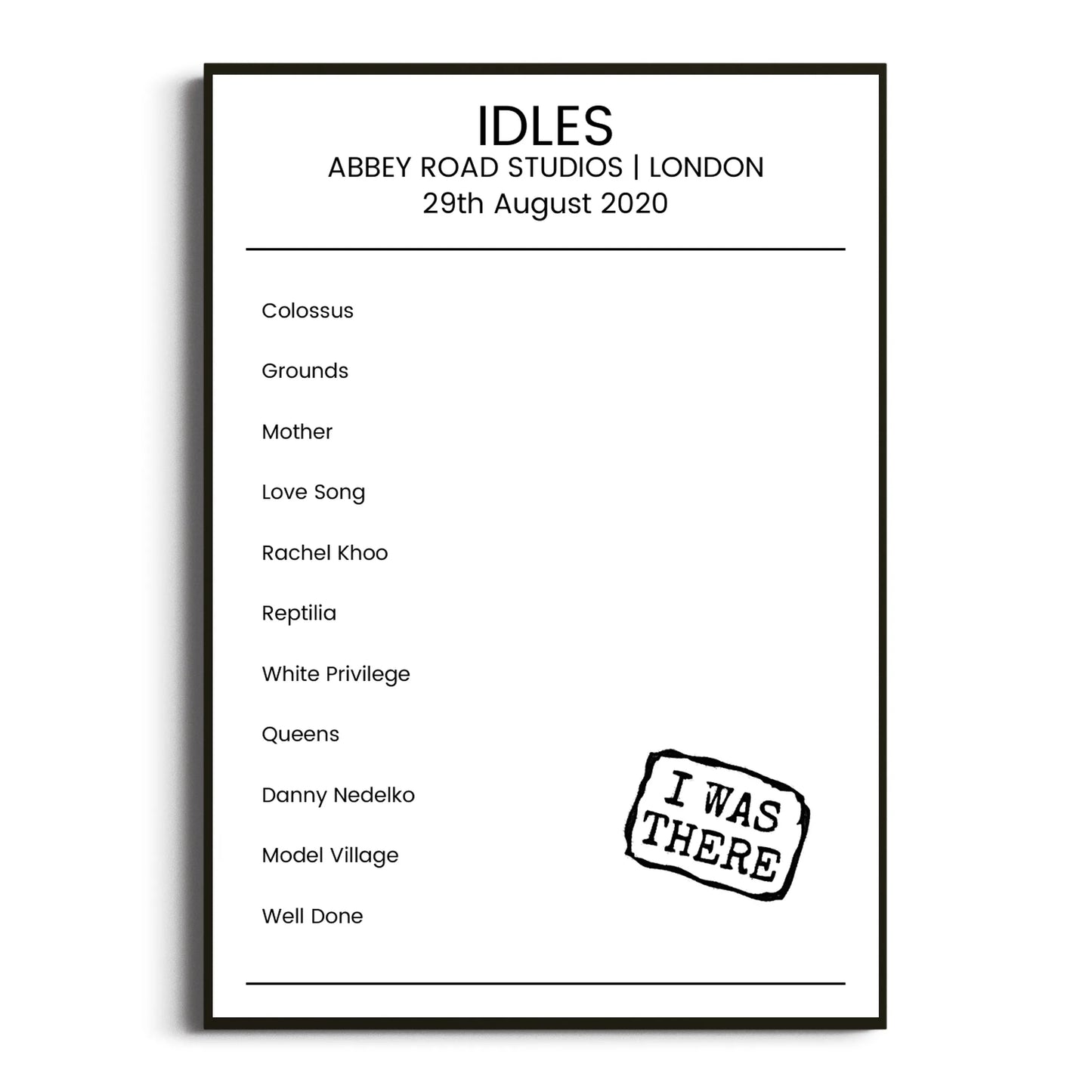 IDLES London 29 August 2020 Setlist Poster