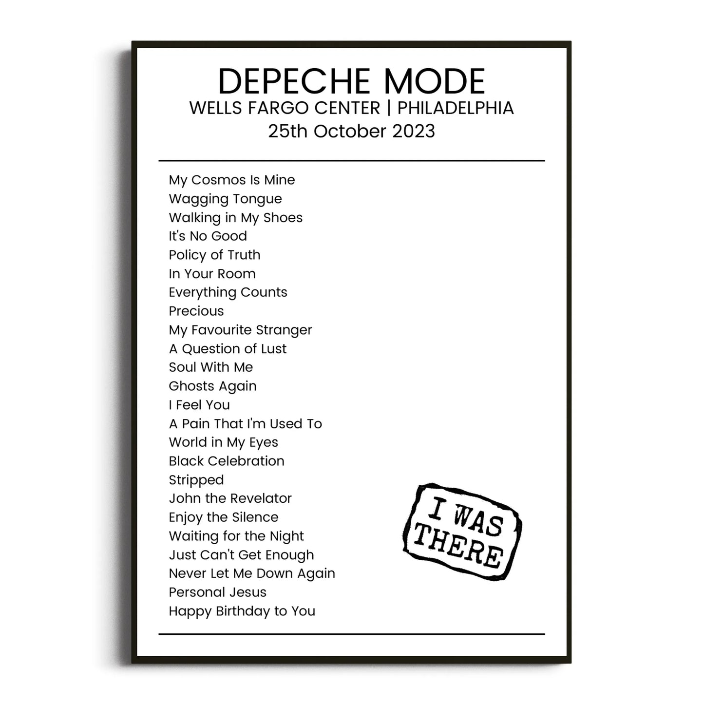 Depeche Mode Philadelphia 25 October 2023 Setlist Poster