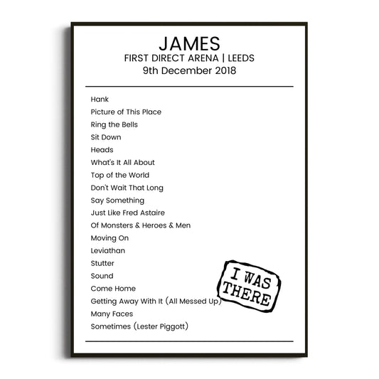 James Leeds 09 December 2018 Setlist Poster